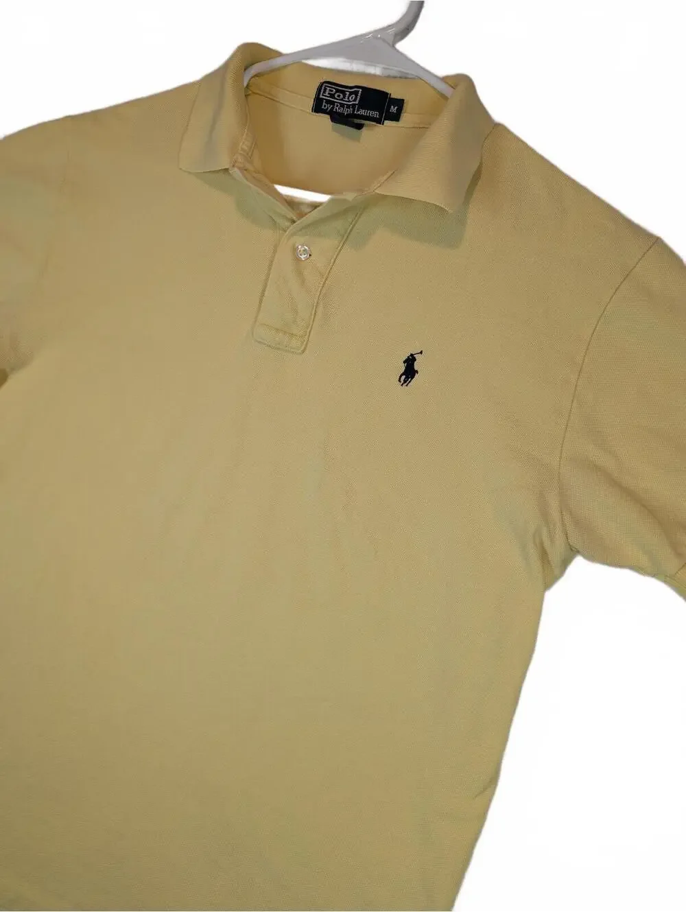 Polo Ralph Lauren Mesh Polo Shirt Pony Logo Yellow Short Sleeve Mens Medium